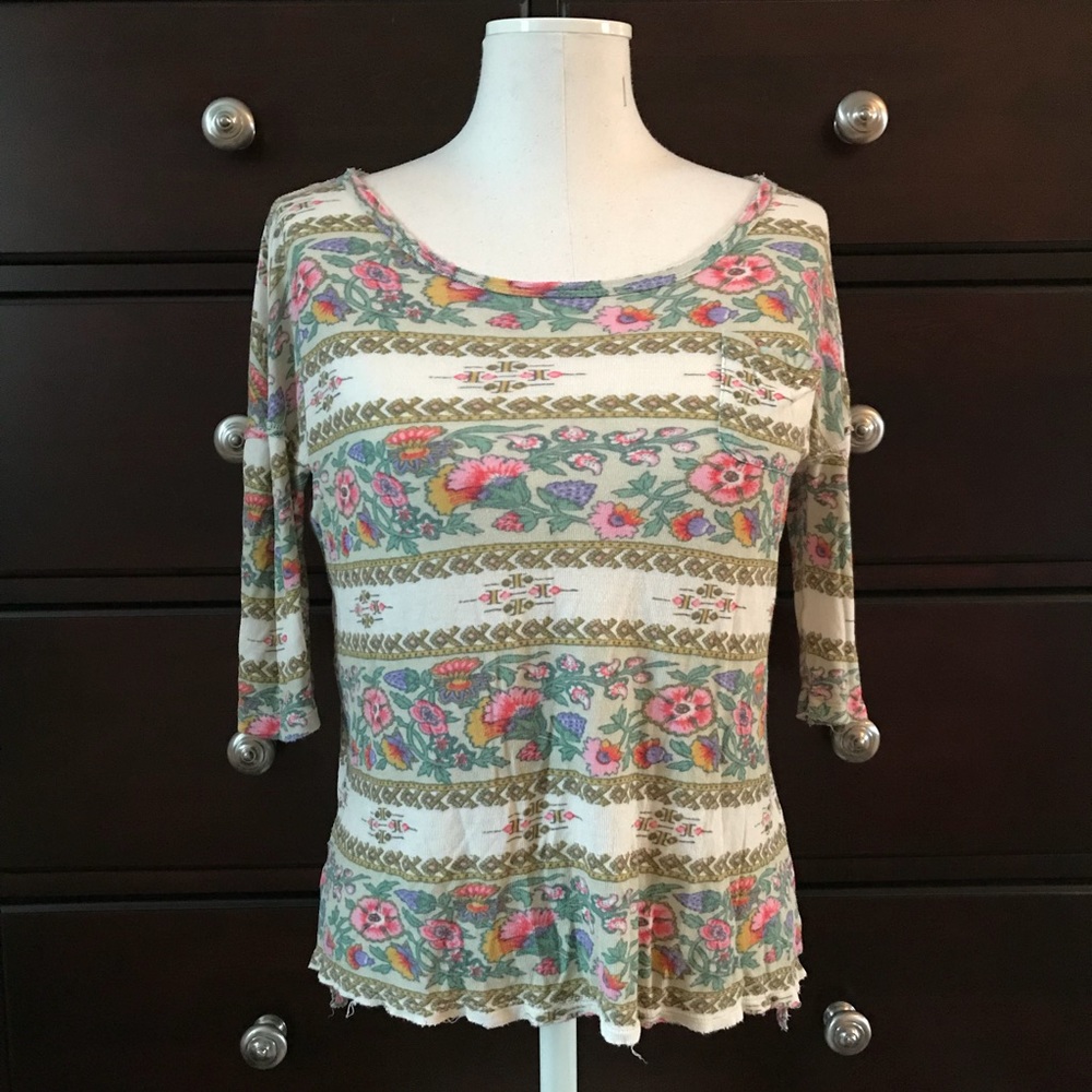 Free People We the Free floral 3/4 sleeve